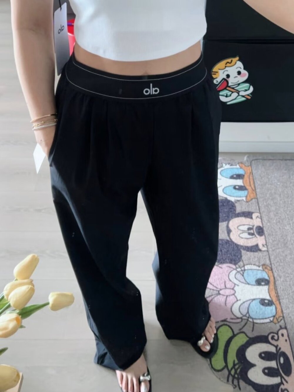 Alo Yoga Suit Up Black Trouser Regular🍨Classiccore Relaxed Trendy Breathable💌
